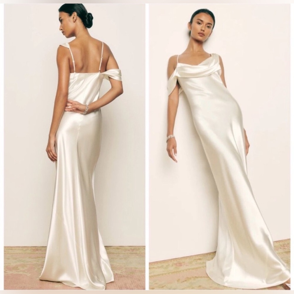 NEW NWT Reformation Ronda silk dress ivory, US 4